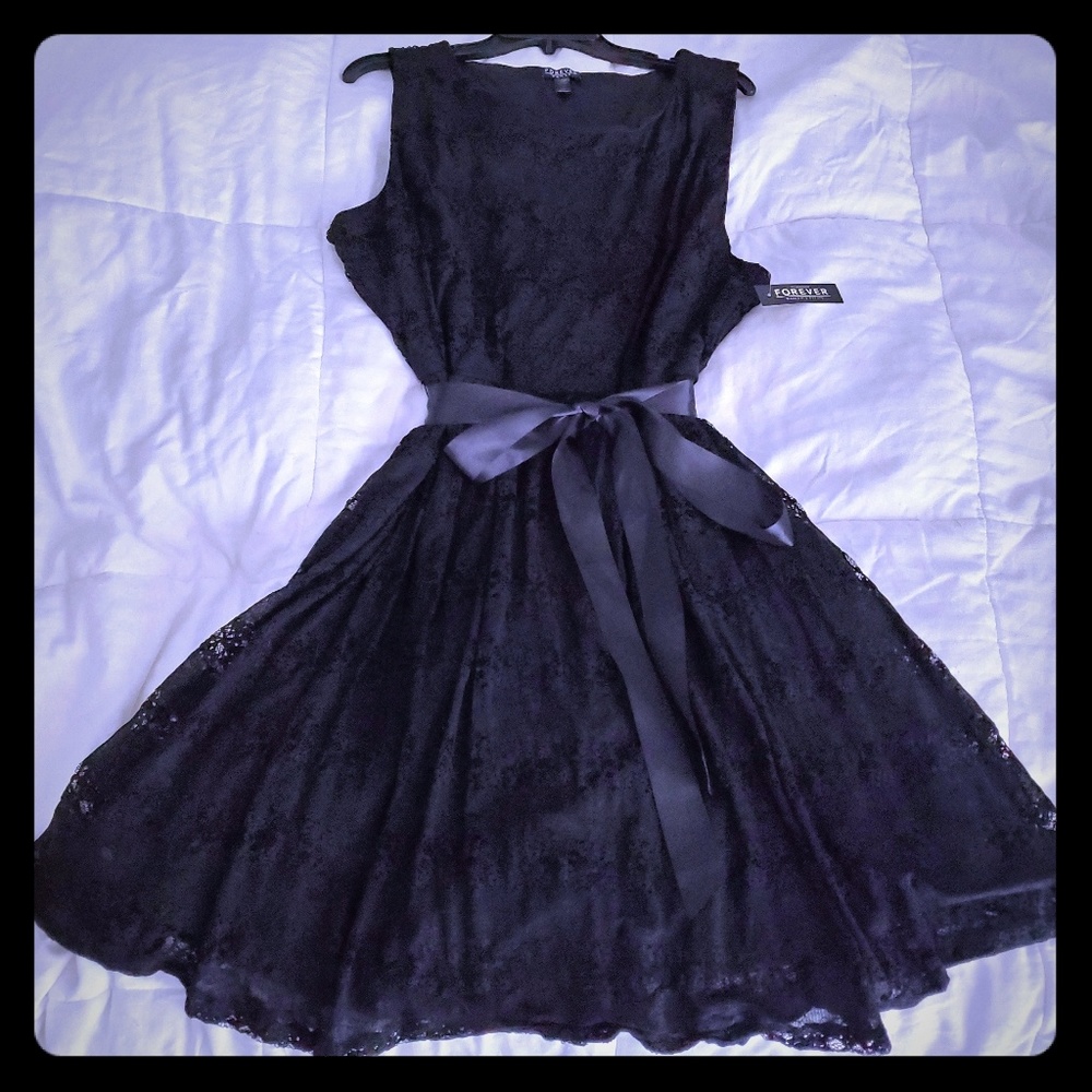 Black Lace Dress 3X Plus Size Petite by Forever Wm